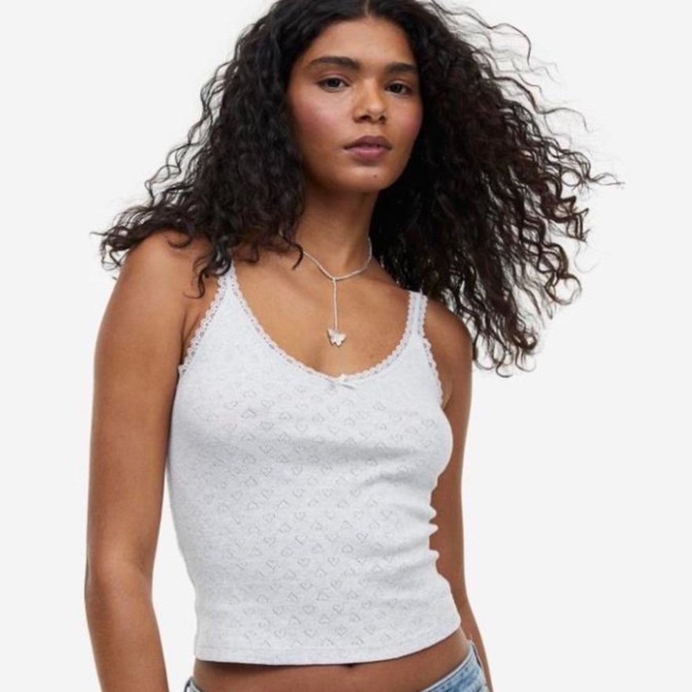 H&M White Ribbed Tank Top